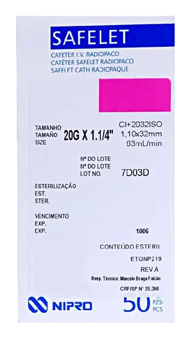 CATETER ENDOVENOSO PERIFERICO N. 20 X 50 UND