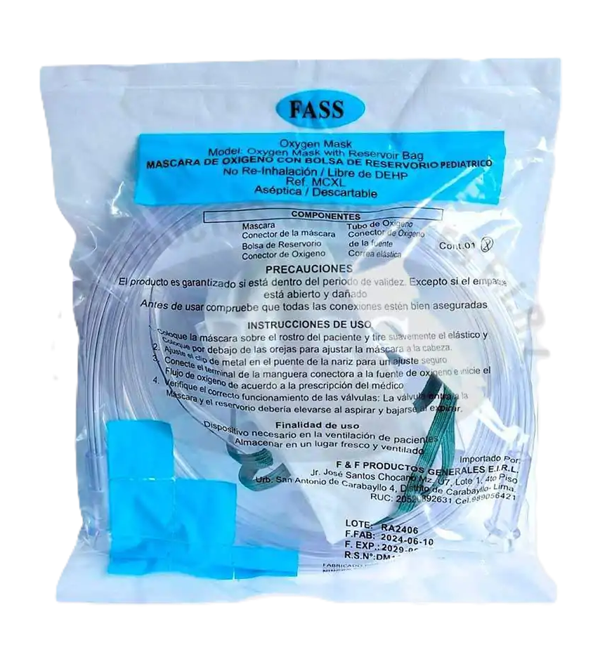 MASCARA DE OXIGENO CON RESERVORIO PEDIATRICO