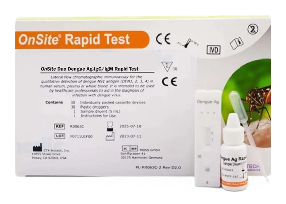 PRUEBA RAPIDA PARA LA DETENCION CUALITIVA DE ANTICUERPOS IgG E IgM Y EL ANTIGENO NS1 DEL VIRUS DE DE