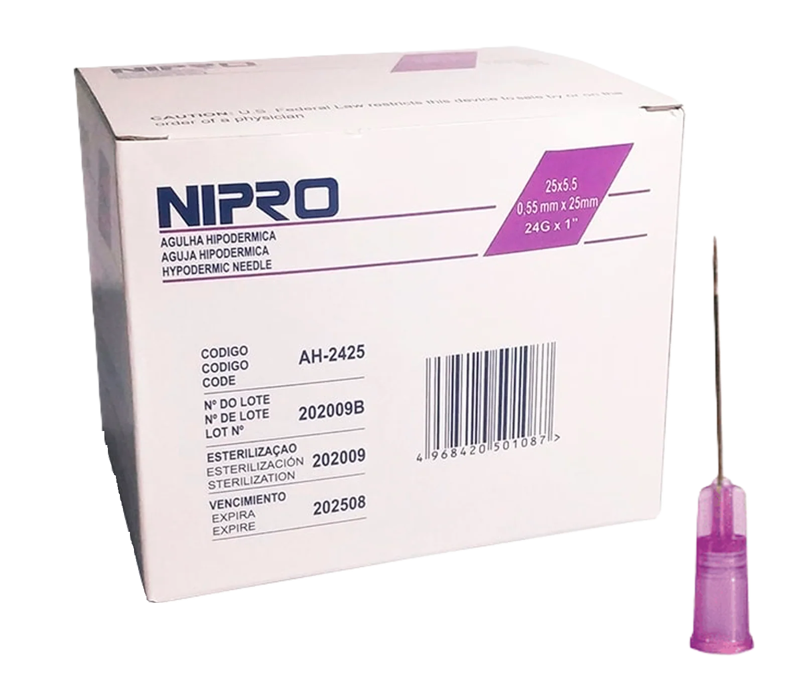 AGUJA HIPODERMICA N. 24 X 1 X 100 UND