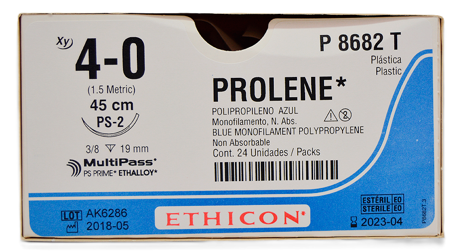 POLIPROPILENO MONOFILAMENTO AZUL 4/0 SC-16 45 CM - PROLENE
