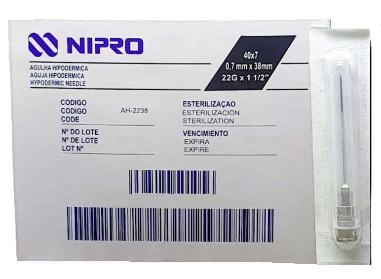 AGUJA HIPODERMICA N. 22 X 1 1/2 X 100 UND