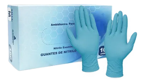 GUANTES DE NITRILO CELESTE TALLA M X 100 UND