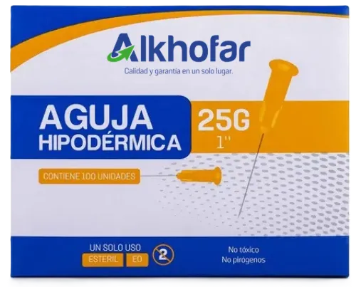 AGUJA HIPODERMICA N. 25 X 5/8 X 100 UND