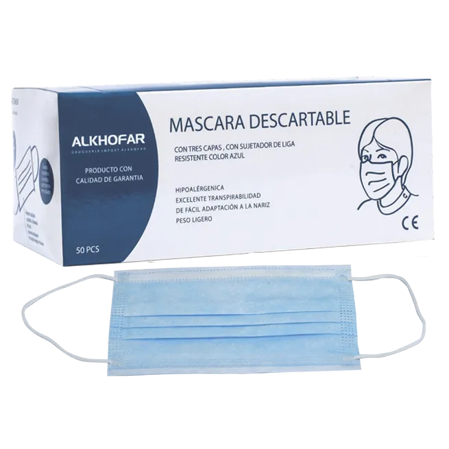 MASCARILLA TRES PLIEGUES CELESTE X 50 UND