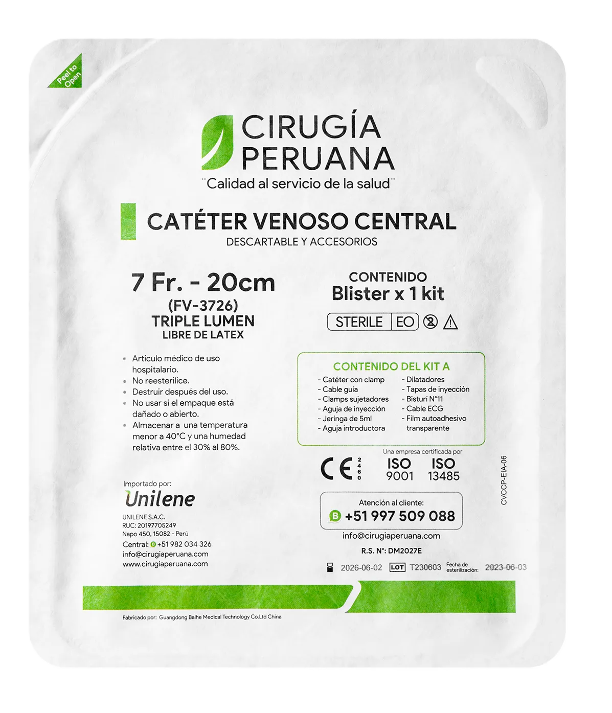 CATETER VENOSO CENTRAL 5.5 FR 3 LUMEN